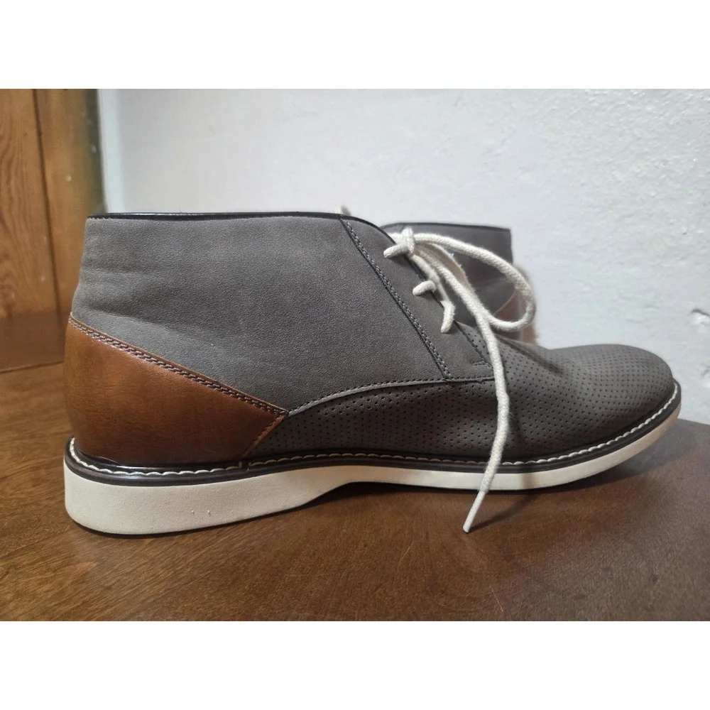 J. Ferrari Oxford Shoes Mens 12 M JF Grey With Brown Faux Leather Details